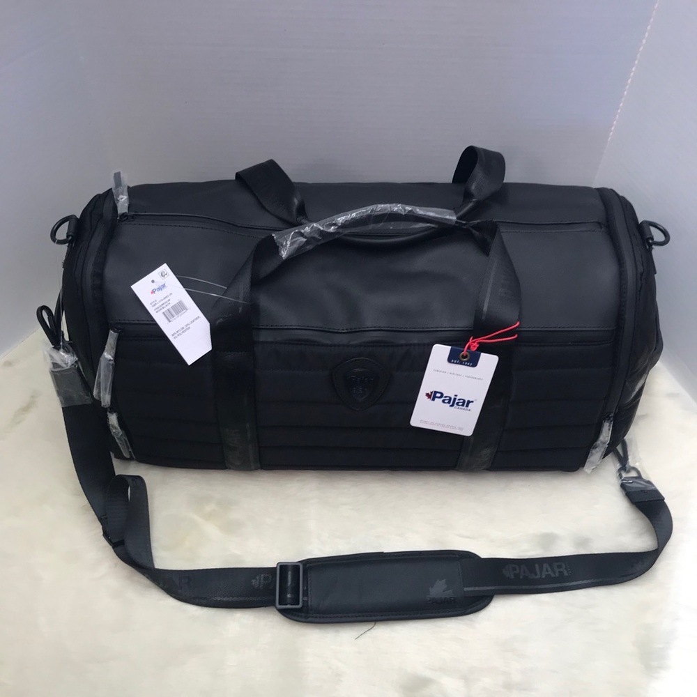 Pajar black quilted fabric & Leather Duffel NWT
